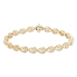 Love Entwined Diamond Bracelet 1 ct tw Round-cut 10K Yellow Gold 7&quot;