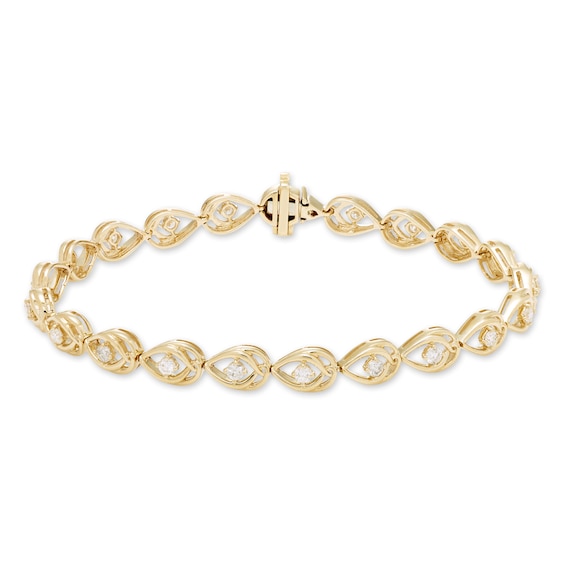 Love Entwined Diamond Bracelet 1 ct tw Round-cut 10K Yellow Gold 7"