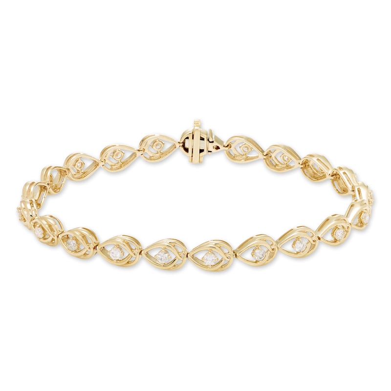 Main Image 1 of Love Entwined Diamond Bracelet 1 ct tw Round-cut 10K Yellow Gold 7&quot;