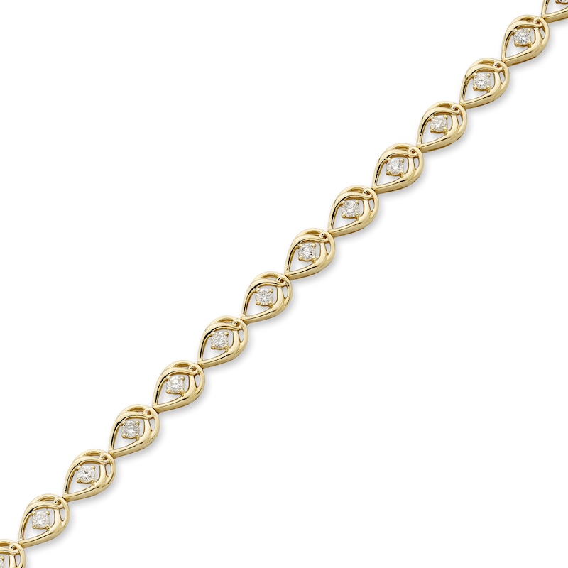Love Entwined Diamond Bracelet 1 ct tw Round-cut 10K Yellow Gold 7"