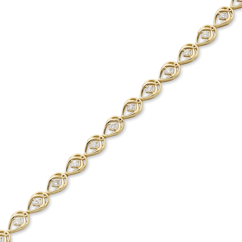 Main Image 2 of Love Entwined Diamond Bracelet 1 ct tw Round-cut 10K Yellow Gold 7&quot;