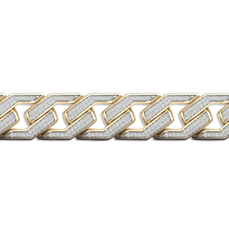 Main Image 2 of Men's Diamond Angled Curb Bracelet 10K Yellow Gold 8.5&quot;