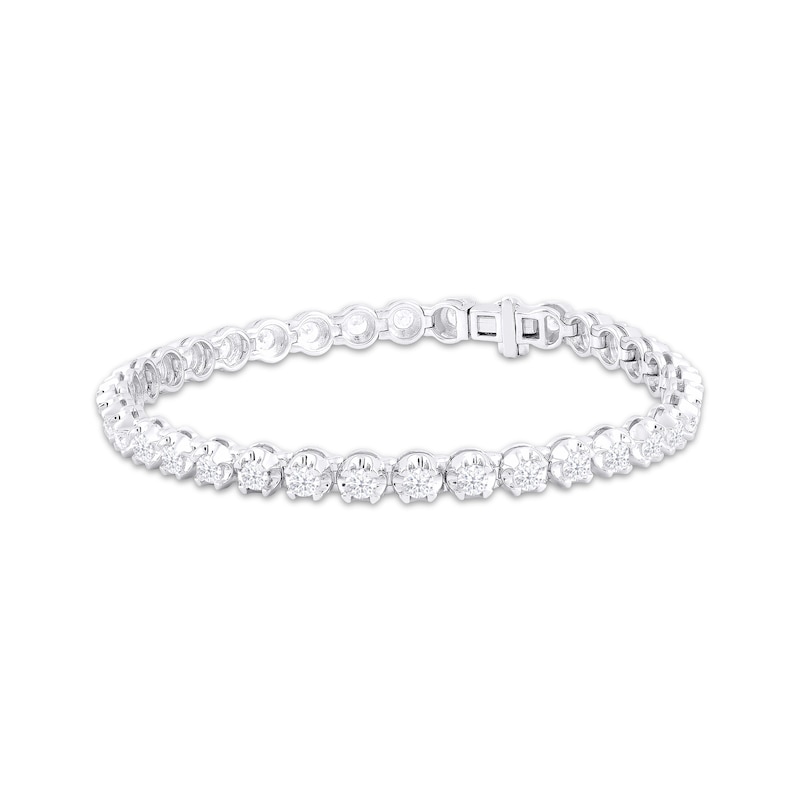 Main Image 1 of KAY Lab-Grown Diamonds Line Bracelet 5 ct tw Round-cut 14K White Gold 7.25&quot;