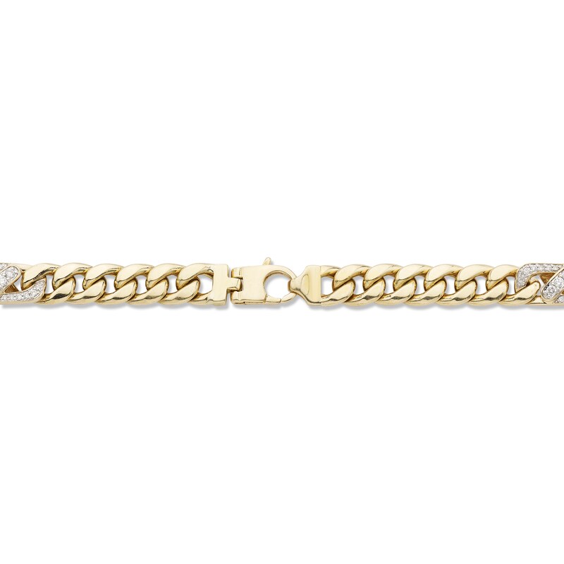 Men's Diamond Cuban Chain Necklace 2 ct tw Round-cut 10K Yellow Gold 22"