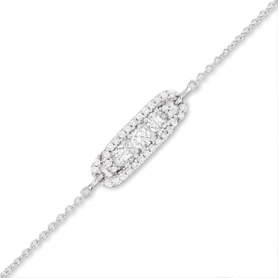 Diamond Three-Stone Bracelet 1/2 ct tw Round-cut 10K White Gold 7"