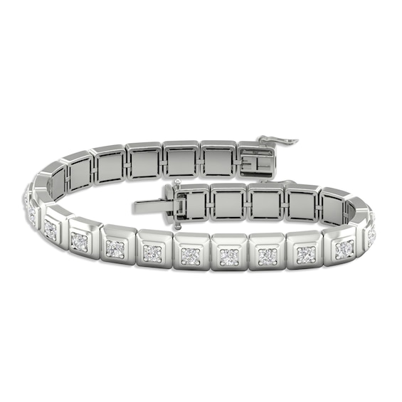 Men's KAY Lab-Grown Diamonds Link Bracelet 5 ct tw Round-cut 14K White Gold 8.5"