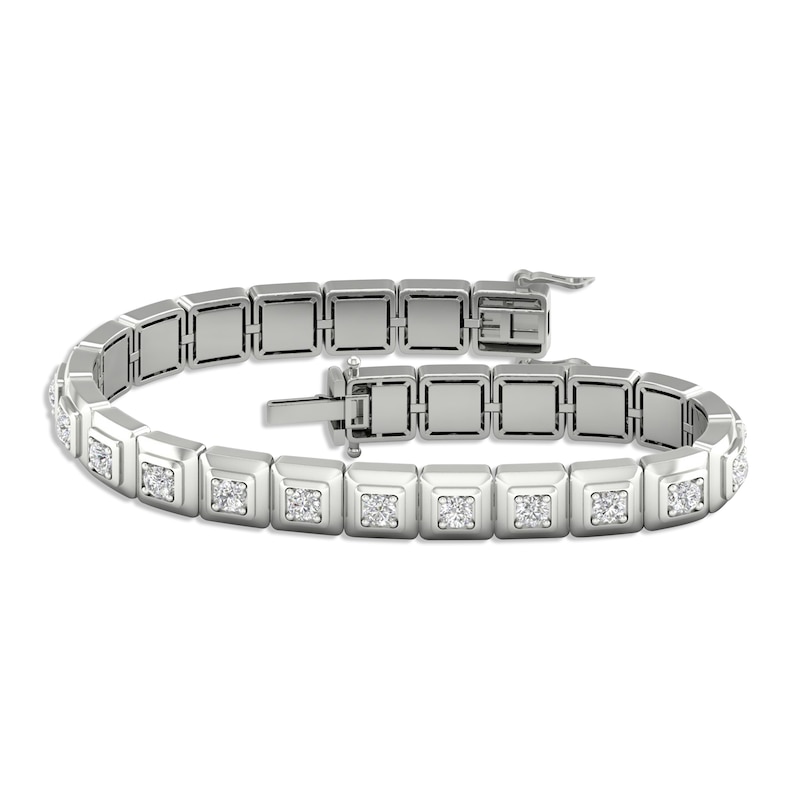 Main Image 1 of Men's KAY Lab-Grown Diamonds Link Bracelet 5 ct tw Round-cut 14K White Gold 8.5&quot;