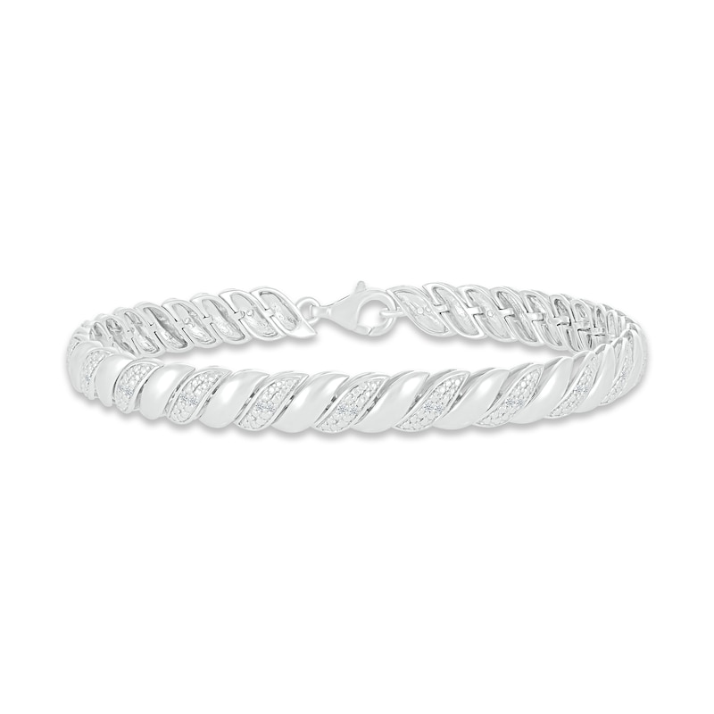 Main Image 1 of Diamond Link Bracelet 1/4 ct tw Round-cut Sterling Silver 7.5&quot;