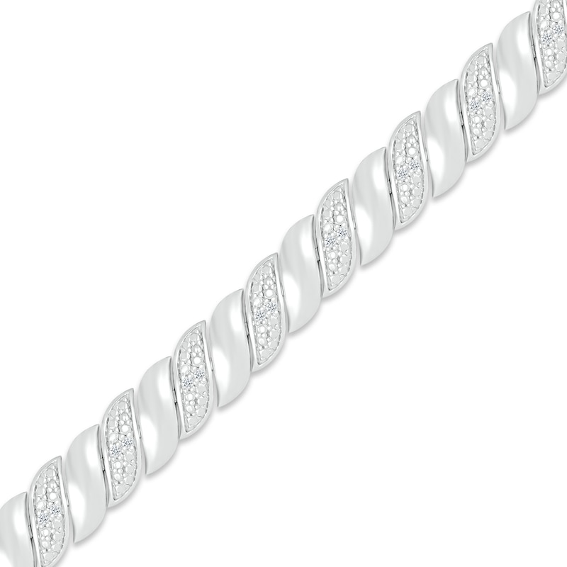 Main Image 2 of Diamond Link Bracelet 1/4 ct tw Round-cut Sterling Silver 7.5&quot;
