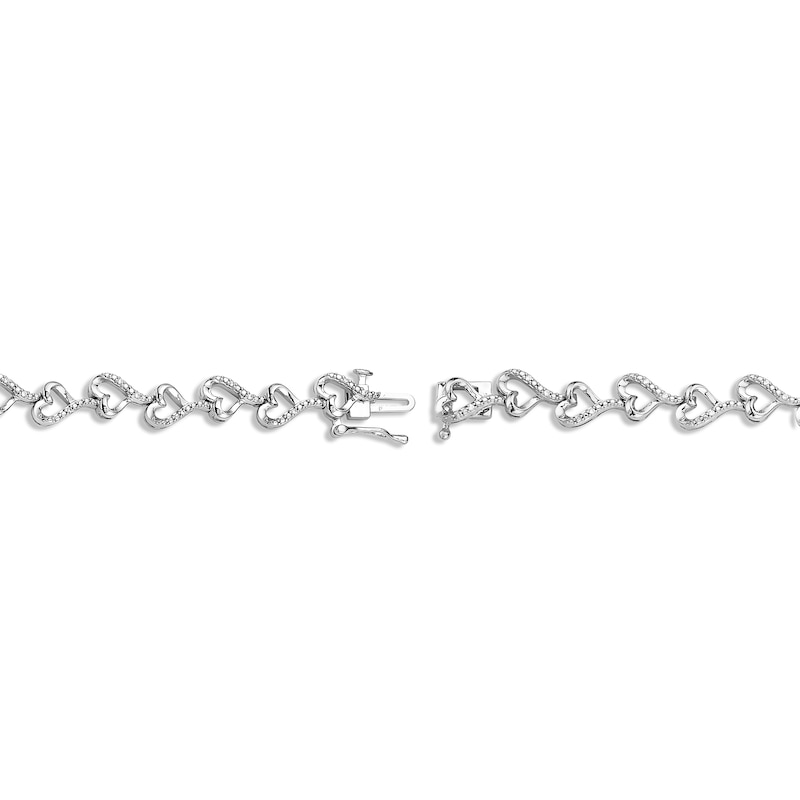 Diamond Heart Link Bracelet 1/10 ct tw Round-cut Sterling Silver 7"