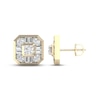 Thumbnail Image 2 of Men's Lab-Created Diamonds by KAY Earrings 1-1/2 ct tw Round & Baguette-cut 14K Yellow Gold