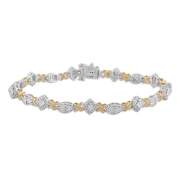 Diamond XO Bracelet 1/10 ct tw Round-cut Sterling Silver & 10K Yellow Gold