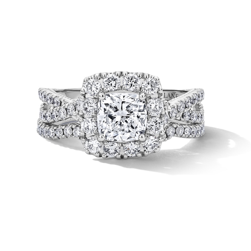 Main Image 3 of Neil Lane Artistry Cushion-Cut Lab-Grown Diamond Halo Bridal Set 2 ct tw 14K White Gold