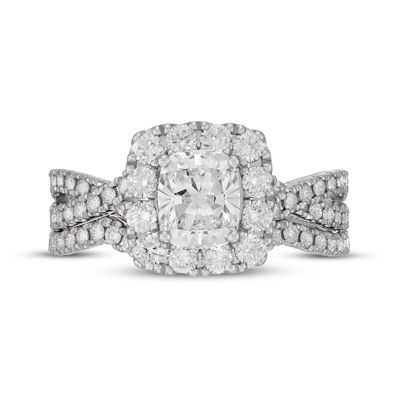 Main Image 3 of Neil Lane Artistry Cushion-Cut Lab-Grown Diamond Halo Bridal Set 2 ct tw 14K White Gold