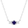Thumbnail Image 1 of Blue Sapphire & Diamond Three-Stone Necklace 1/8 ct tw 10K White Gold 18