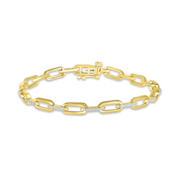 Diamond Paperclip Bracelet 1/4 ct tw Round-cut 10K Yellow Gold 7&quot;