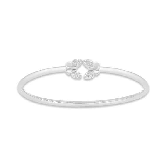 Diamond Butterfly Bangle Bracelet 1/10 ct tw Sterling Silver
