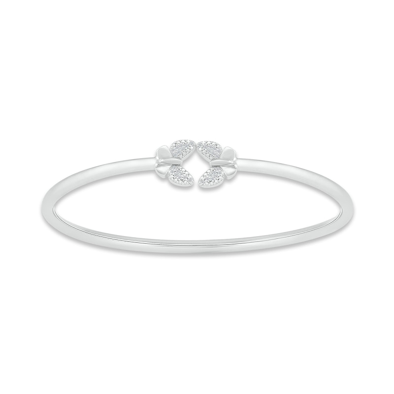 Main Image 1 of Diamond Butterfly Bangle Bracelet 1/10 ct tw Sterling Silver