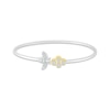 Thumbnail Image 1 of Diamond Bee & Honeycomb Cuff Bangle Bracelet 1/6 ct tw Sterling Silver & 10K Yellow Gold