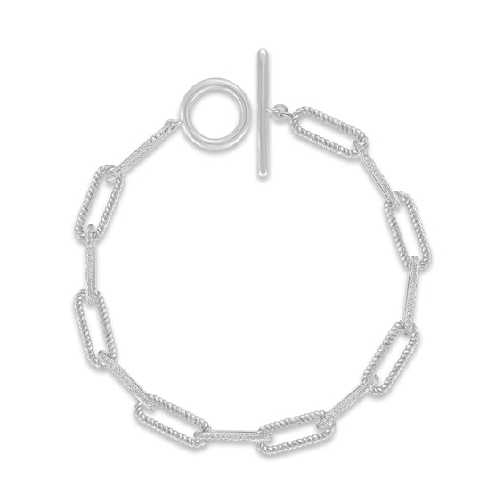 Diamond Paperclip Toggle Bracelet 1/4 ct tw Sterling Silver 8"