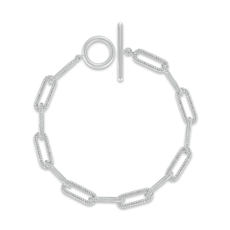 Main Image 1 of Diamond Paperclip Toggle Bracelet 1/4 ct tw Sterling Silver 8&quot;