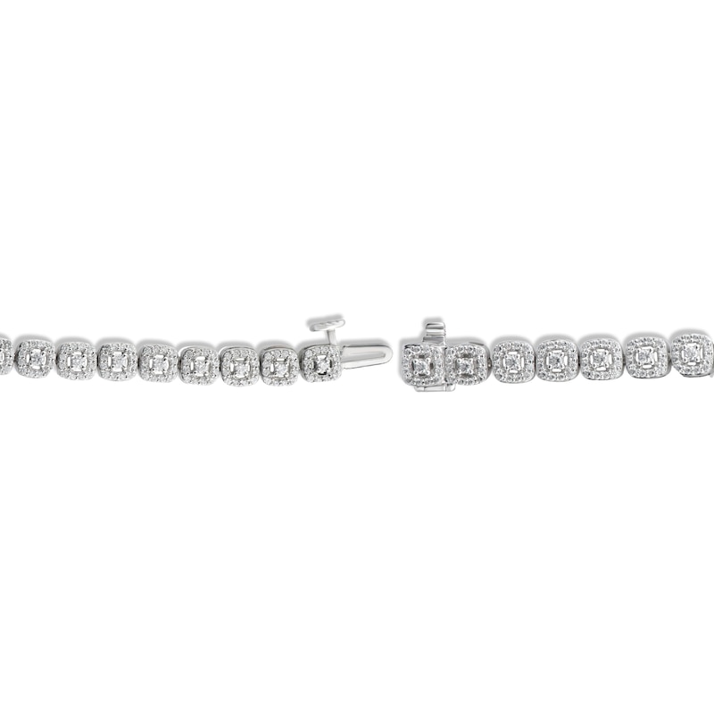 Main Image 2 of Diamond Cushion Link Halo Bracelet 2 ct tw 10K White Gold 7.25&quot;