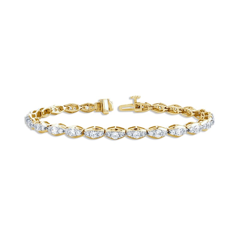 Diamond Oval Link Bracelet 3 ct tw 10K Yellow Gold 7.25"