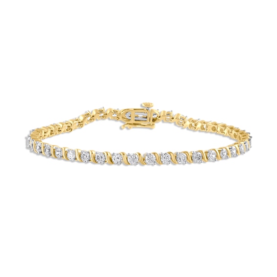 Diamond S-Link Tennis Bracelet 5 ct tw 10K Yellow Gold 7"