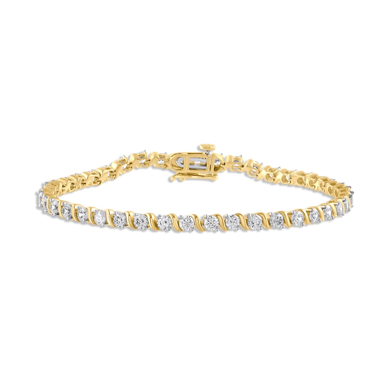Main Image 1 of Diamond S-Link Tennis Bracelet 5 ct tw 10K Yellow Gold 7&quot;