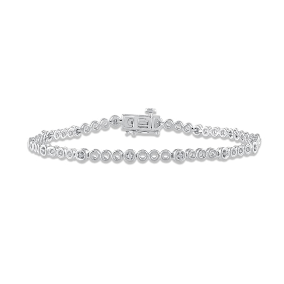 Diamond Station Circle Link Tennis Bracelet 1/10 ct tw Sterling Silver 7"