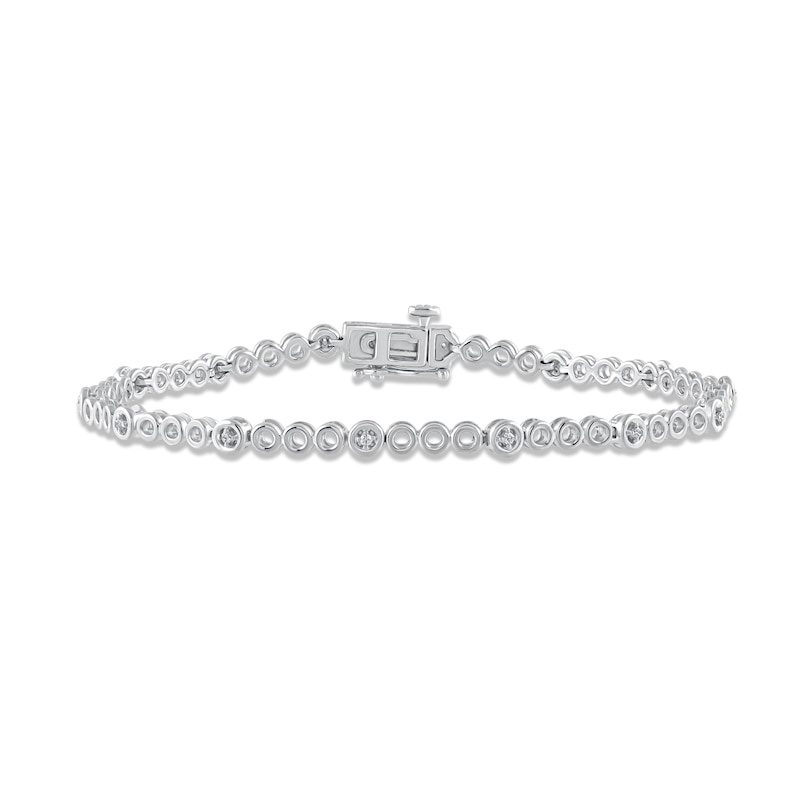 Main Image 1 of Diamond Station Circle Link Tennis Bracelet 1/10 ct tw Sterling Silver 7&quot;