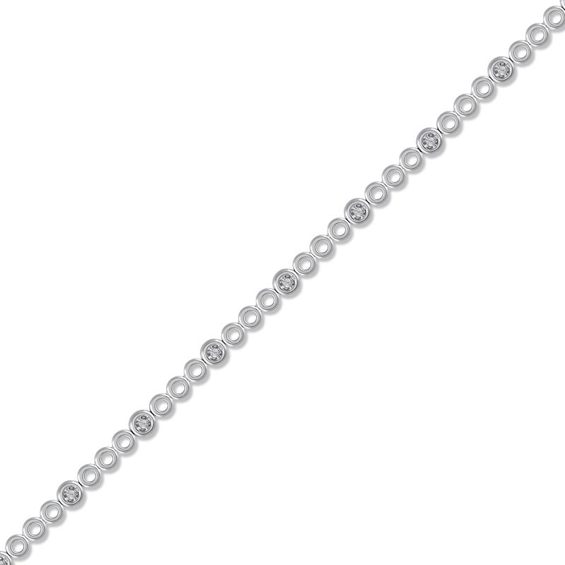 Main Image 2 of Diamond Station Circle Link Tennis Bracelet 1/10 ct tw Sterling Silver 7&quot;