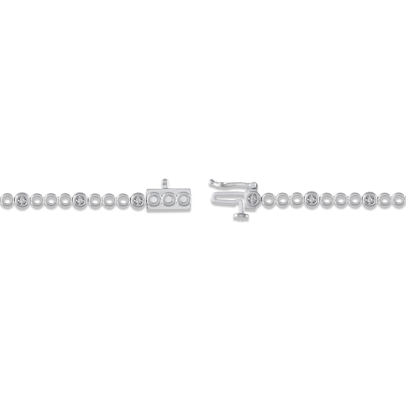 Main Image 3 of Diamond Station Circle Link Tennis Bracelet 1/10 ct tw Sterling Silver 7&quot;