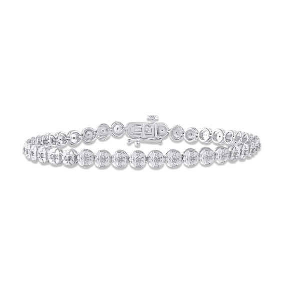 Diamond Disc Link Tennis Bracelet 1/4 ct tw Sterling Silver 7"
