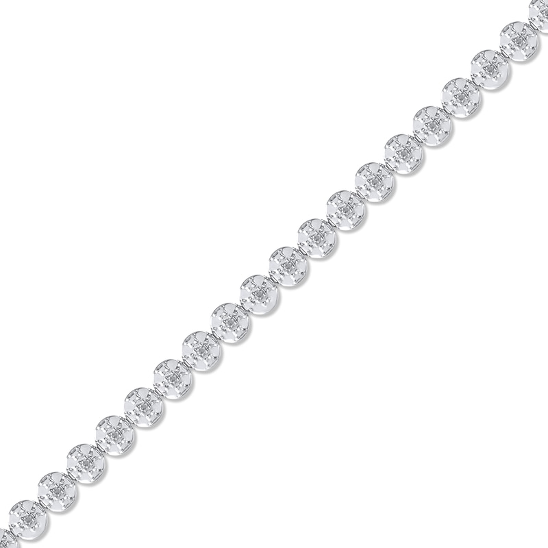 Diamond Disc Link Tennis Bracelet 1/4 ct tw Sterling Silver 7"