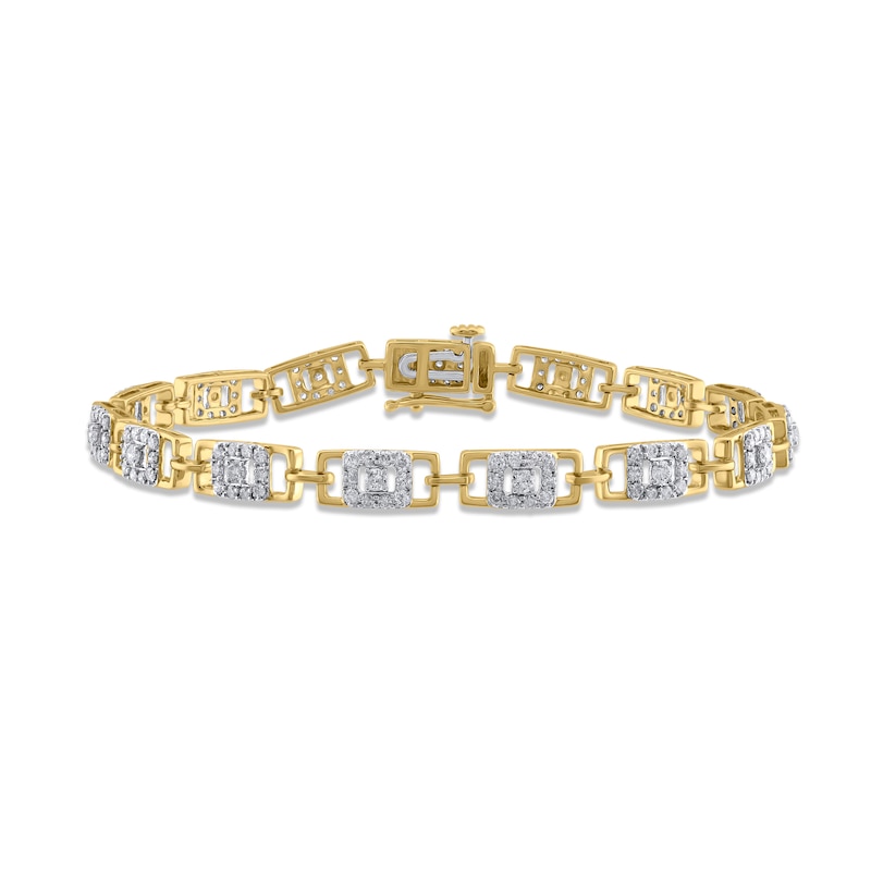 Main Image 1 of Diamond Grid Link Bracelet 2 ct tw 10K Yellow Gold 7&quot;