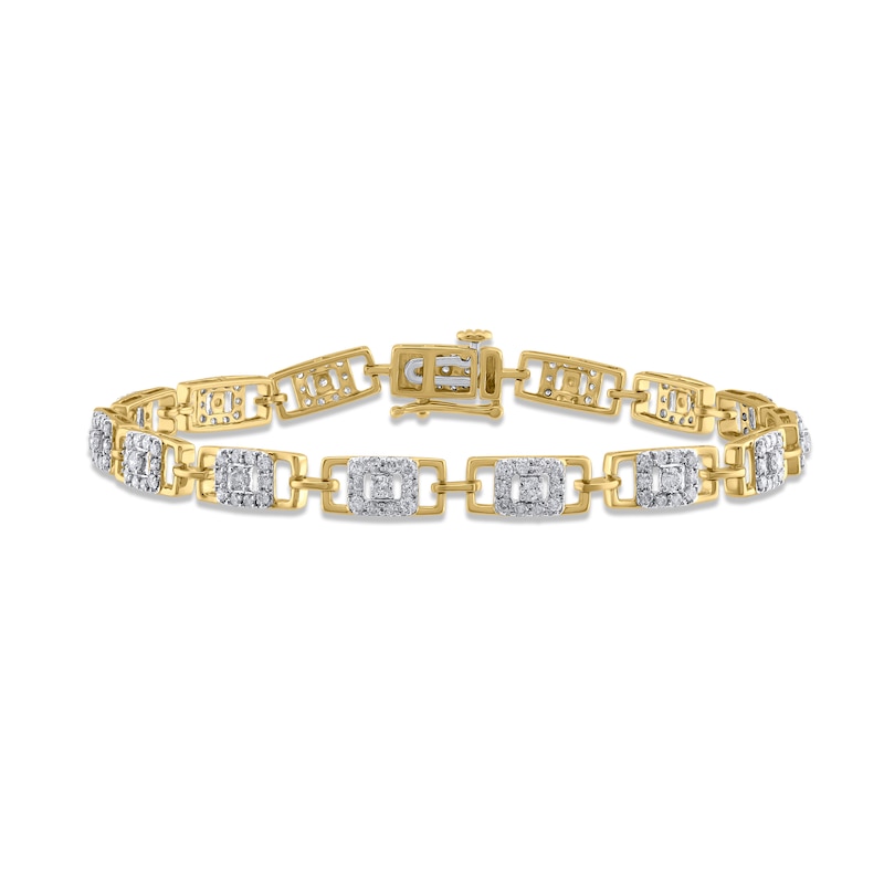 Diamond Grid Link Bracelet 2 ct tw 10K Yellow Gold 7"