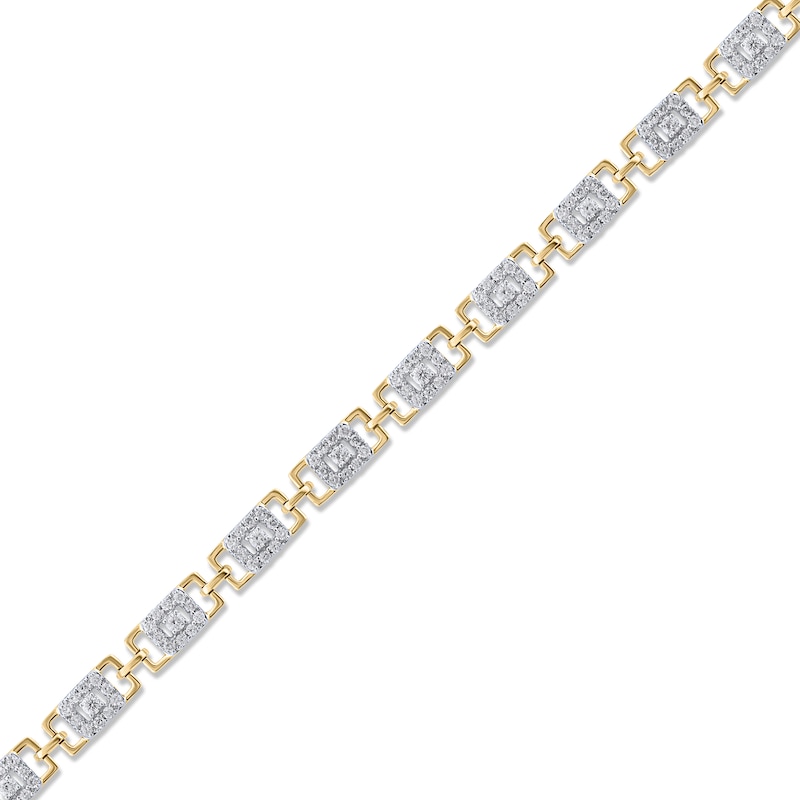 Diamond Grid Link Bracelet 2 ct tw 10K Yellow Gold 7"