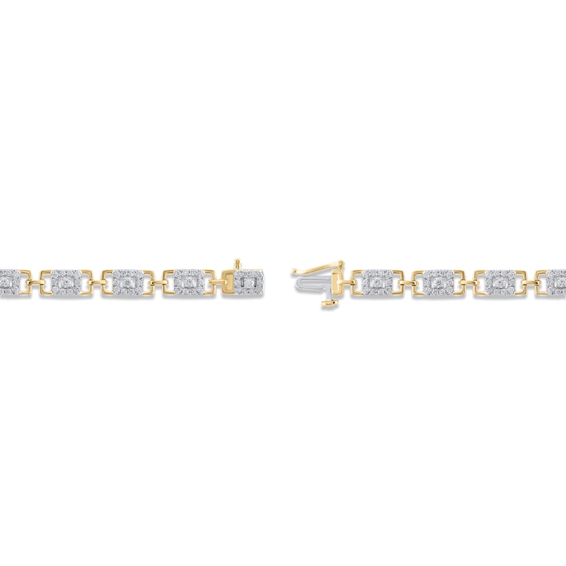 Diamond Grid Link Bracelet 2 ct tw 10K Yellow Gold 7"