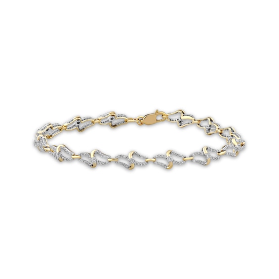 Kay Diamond Bypass Link Bracelet 1 ct tw 10K Yellow Gold 7.25”
