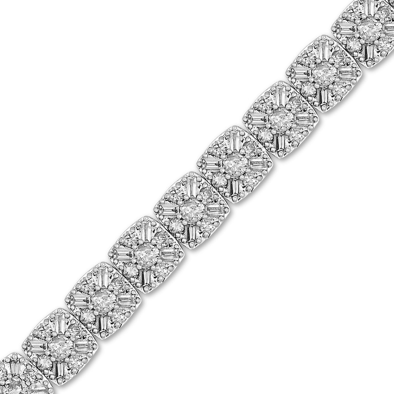 Baguette & Round-Cut Diamond Line Bracelet 4 ct tw 10K White Gold 7.25”