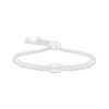 Thumbnail Image 1 of Baguette & Round-Cut Diamond Rectangle Bolo Bracelet 1/10 ct tw Sterling Silver 9.5&quot;