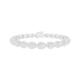 Diamond Teardrop Link Bracelet 1/10 ct tw Sterling Silver 7"