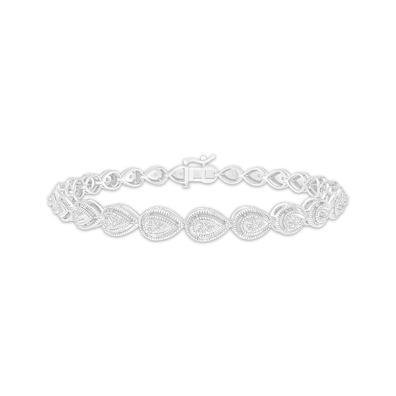 Main Image 1 of Diamond Teardrop Link Bracelet 1/10 ct tw Sterling Silver 7&quot;