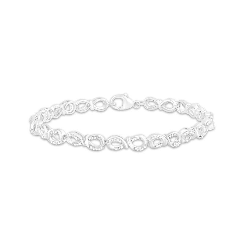 Diamond Twist Infinity Link Bracelet 1/10 ct tw Sterling Silver 7”