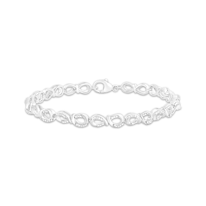 Main Image 1 of Diamond Twist Infinity Link Bracelet 1/10 ct tw Sterling Silver 7”