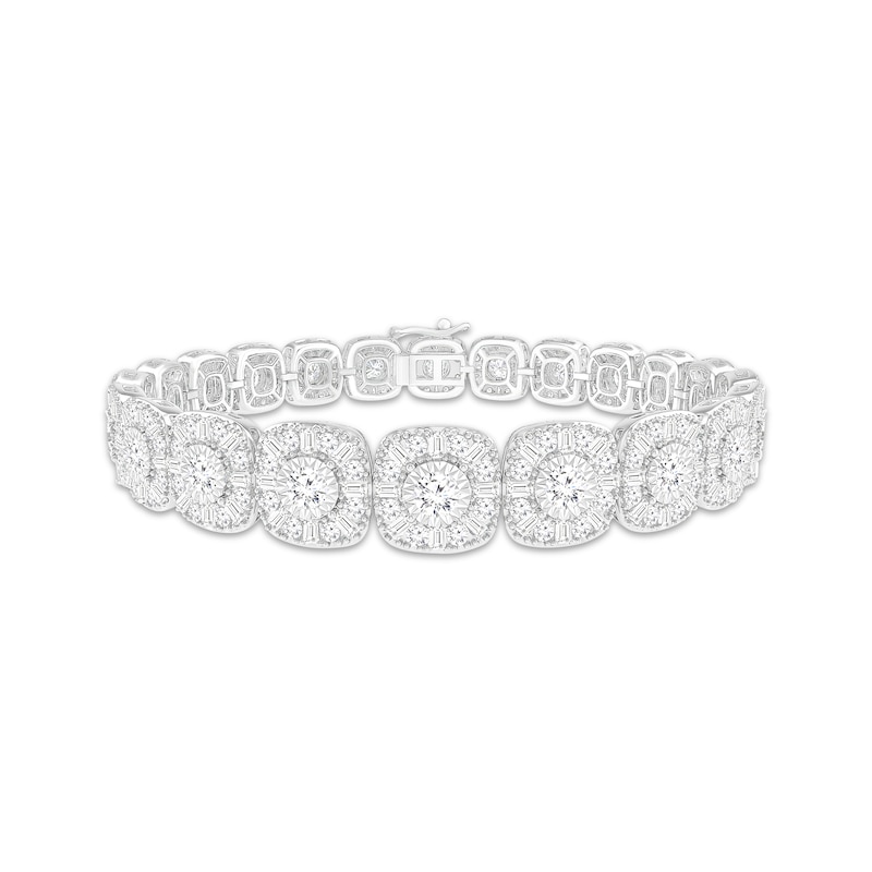 Baguette & Round-Cut Multi-Diamond Cushion Link Bracelet 7 ct tw 10K White Gold 7.25"
