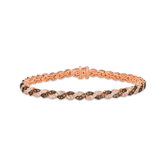 Le Vian Chocolate Twist Round-Cut Diamond Bracelet 3-3/8 ct tw 14K Strawberry Gold 7”