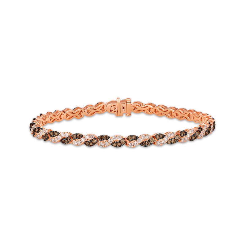 Le Vian Chocolate Twist Round-Cut Diamond Bracelet 3-3/8 ct tw 14K Strawberry Gold 7”