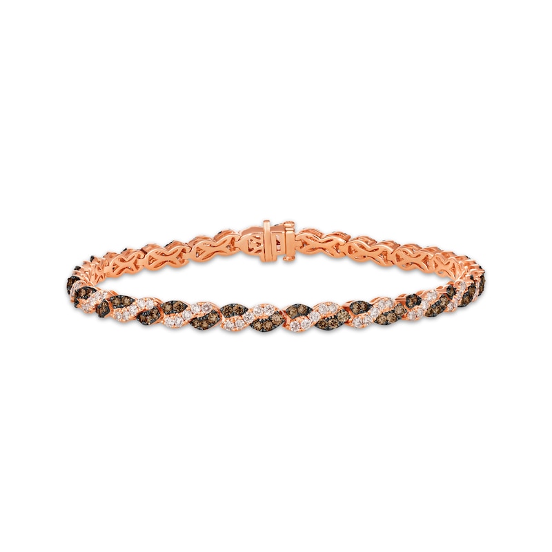 Main Image 1 of Le Vian Chocolate Twist Round-Cut Diamond Bracelet 3-3/8 ct tw 14K Strawberry Gold 7”